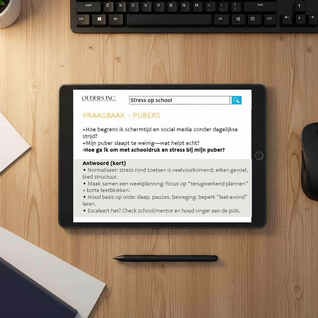 Vraagbaak Pubers op bureau een ipad op een bureau